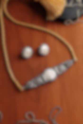 White Finish Mother Of Pearl Tribal Choker Necklace Set In Sterling Silver by Mero at Pernia's Pop Up Shop