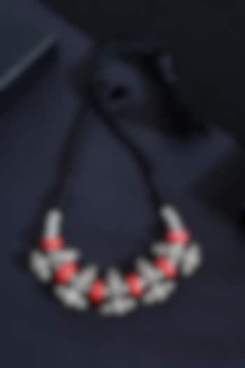 White Finish Coral Stone Tribal Necklace In Sterling Silver by Mero at Pernia's Pop Up Shop