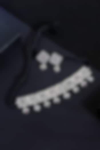 White Finish Ruby Stone Choker Necklace Set In Sterling Silver by Mero at Pernia's Pop Up Shop