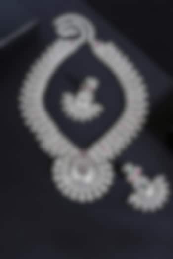 White Finish Ruby Stone Long Tribal Necklace Set In Sterling Silver by Mero at Pernia's Pop Up Shop