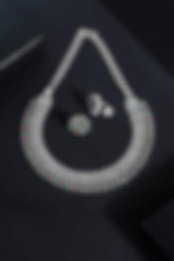 White Finish Ruby & Onyx Stone Temple Tribal Necklace Set In Sterling Silver by Mero at Pernia's Pop Up Shop