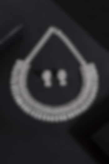 White Finish Cubic Zirconia Stone Temple Tribal Necklace Set In Sterling Silver by Mero at Pernia's Pop Up Shop