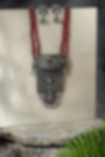 White Finish Ruby Kempstone Temple Pendant Necklace Set In Sterling Silver by Mero at Pernia's Pop Up Shop