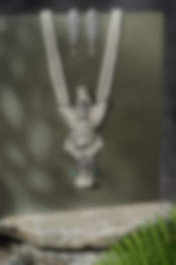 White Finish Ruby Kemp stone Pendant Necklace Set In Sterling Silver by Mero at Pernia's Pop Up Shop