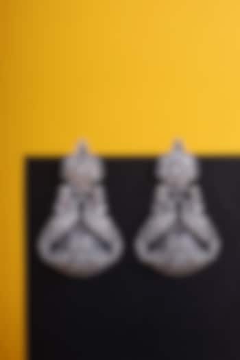 White Finish Cubic Zirconia & Kemp Stone Temple Earrings In Sterling Silver by Mero at Pernia's Pop Up Shop