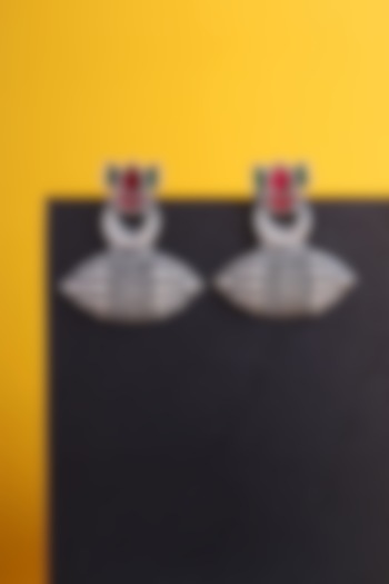 White Finish Kundan Polki Temple Earrings In Sterling Silver by Mero at Pernia's Pop Up Shop