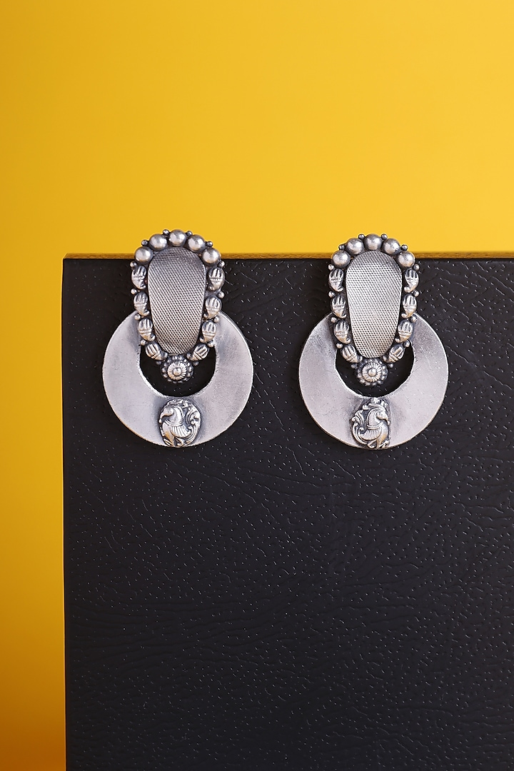White Finish Kemp Stone & Pearl Temple Earrings In Sterling Silver by Mero at Pernia's Pop Up Shop