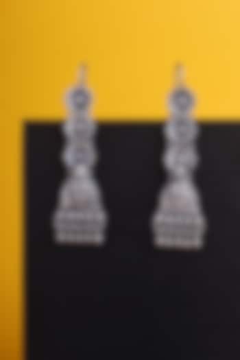 White Finish Kemp Stone Temple Floral Drop Earrings In Sterling Silver by Mero at Pernia's Pop Up Shop