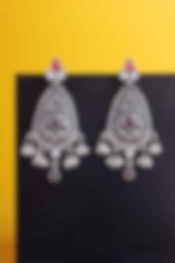 White Finish Kemp Stone & Pearl Temple Drop Earrings In Sterling Silver by Mero at Pernia's Pop Up Shop