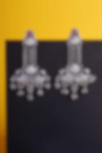 White Finish Kundan Polki Temple Dangler Earrings In Sterling Silver by Mero at Pernia's Pop Up Shop