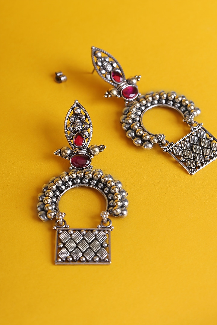 White Finish Kemp stone Temple Drop Earrings In Sterling Silver by Mero at Pernia's Pop Up Shop