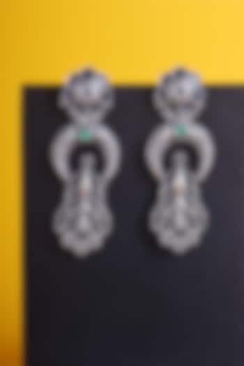 White Finish Blue & Green Kemp stone Temple Earrings In Sterling Silver by Mero at Pernia's Pop Up Shop