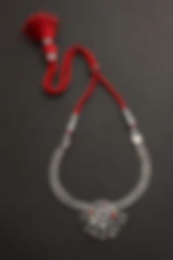 White Finish Multi-Colored Kemp Stone Tribal Necklace In Sterling Silver by Mero at Pernia's Pop Up Shop