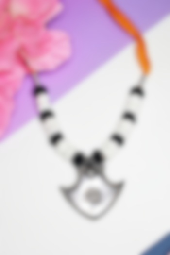 White Finish Tribal Necklace In Sterling Silver by Mero at Pernia's Pop Up Shop