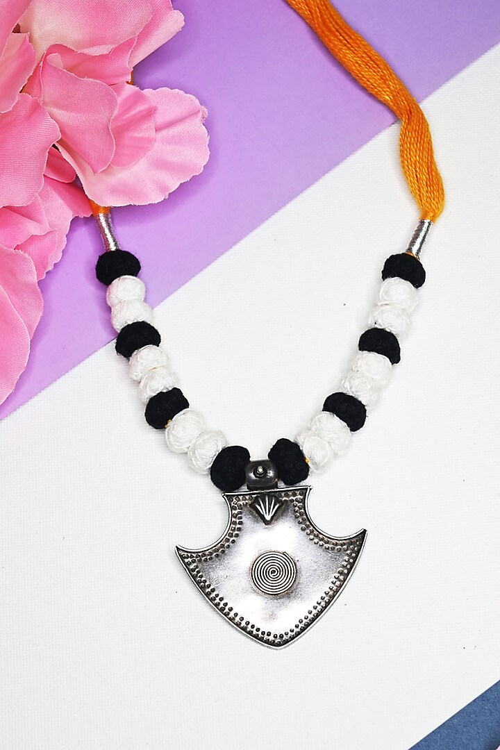 White Finish Tribal Necklace In Sterling Silver by Mero at Pernia's Pop Up Shop