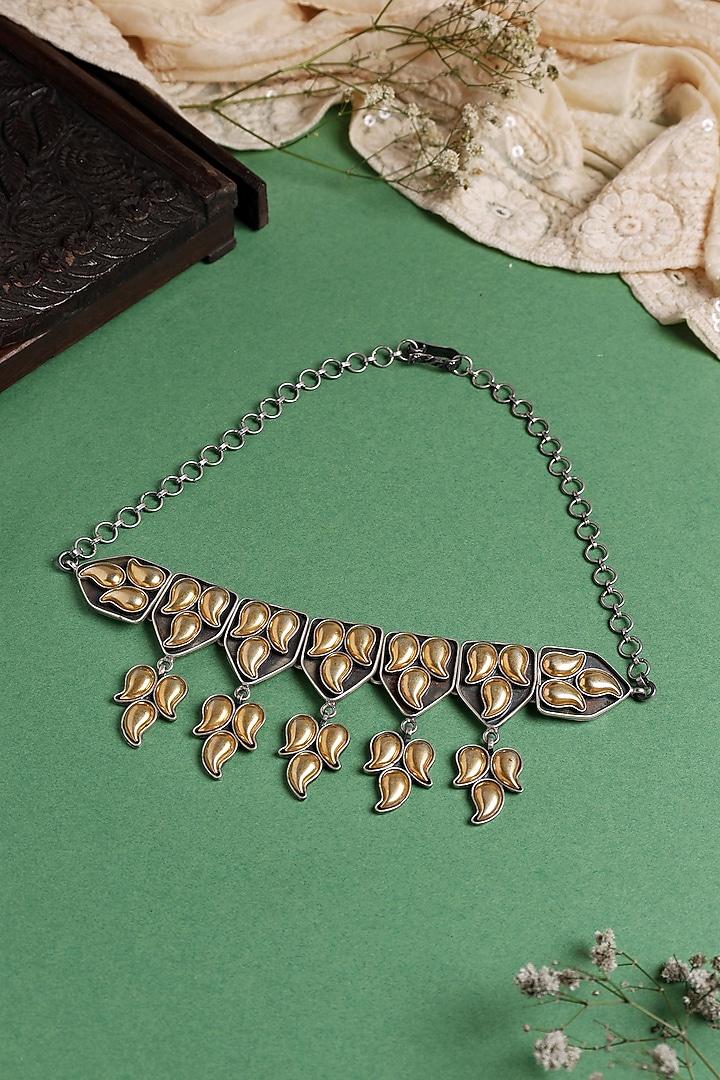 Two-Tone Finish Choker Necklace In Sterling Silver by Mero at Pernia's Pop Up Shop