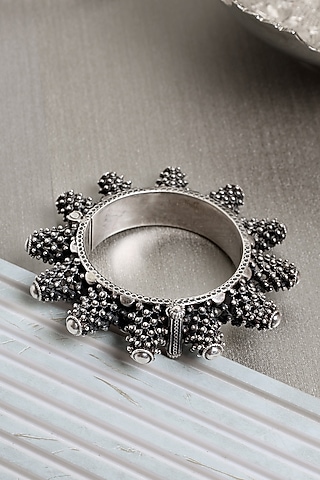 Silver Finish Vintage Kada In Sterling Silver by Mero