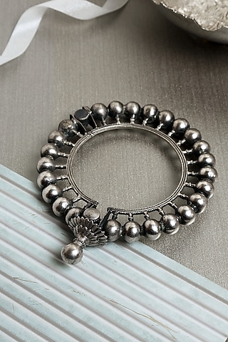 Silver Finish Gokhru Kada In Sterling Silver by Mero