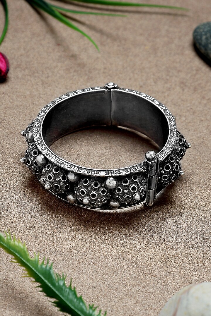 Silver Finish Tribal Vintage Kada In Sterling Silver by Mero at Pernia's Pop Up Shop