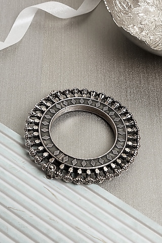 Silver Finish Vintage Kada In Sterling Silver by Mero