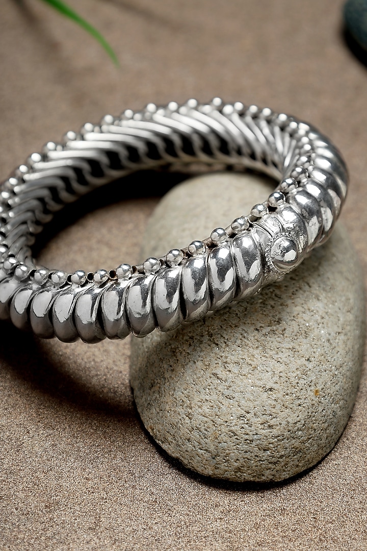 Silver Finish Shindeshahi Bangle In Sterling Silver by Mero at Pernia's Pop Up Shop