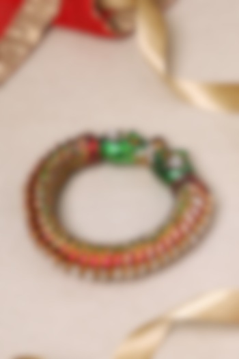 Gold Finish Meenakari Shindeshahi Bangle In Sterling Silver by Mero at Pernia's Pop Up Shop