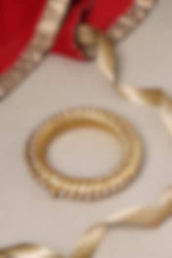Gold Finish Kundan Polki Shindeshahi Bangle In Sterling Silver by Mero at Pernia's Pop Up Shop