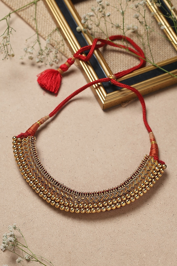 Gold Finish Thussi Necklace In Sterling Silver by Mero at Pernia's Pop Up Shop