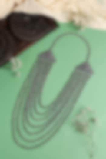 White Finish Layered Temple Necklace In Sterling Silver by Mero at Pernia's Pop Up Shop