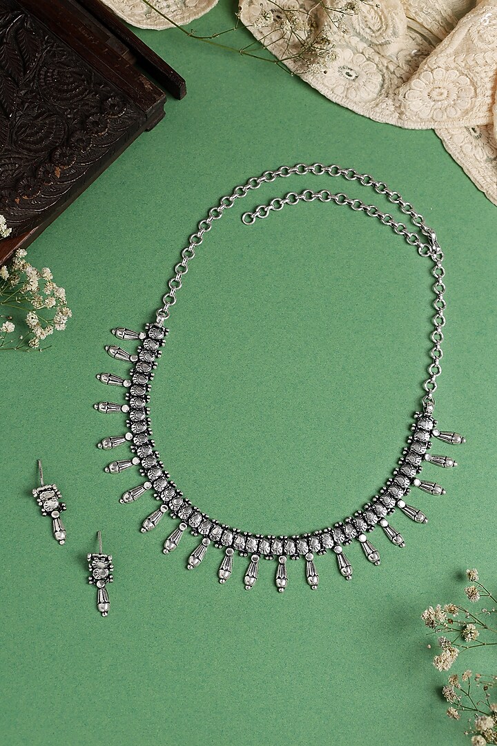 White Finish Necklace Set In Sterling Silver by Mero at Pernia's Pop Up Shop