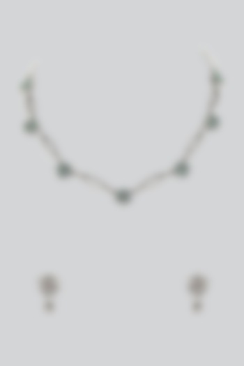 White Finish Kemp Stone Necklace Set In Sterling Silver by Mero