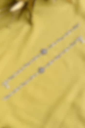 White Finish Multi-Colored Stone Tribal Anklets (Set Of 2) In Sterling Silver by Mero at Pernia's Pop Up Shop