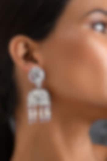 Silver Finish Red Onyx Jhumka Earrings In Sterling Silver by Mero at Pernia's Pop Up Shop