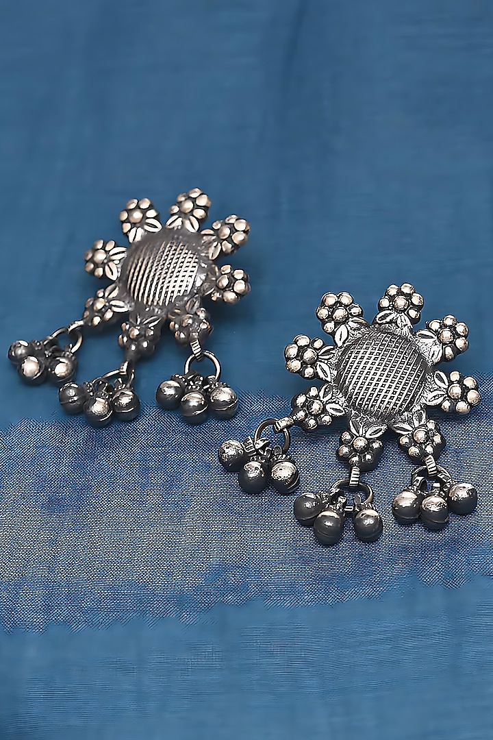 Silver Finish Dangler Earrings In Sterling Silver by Mero