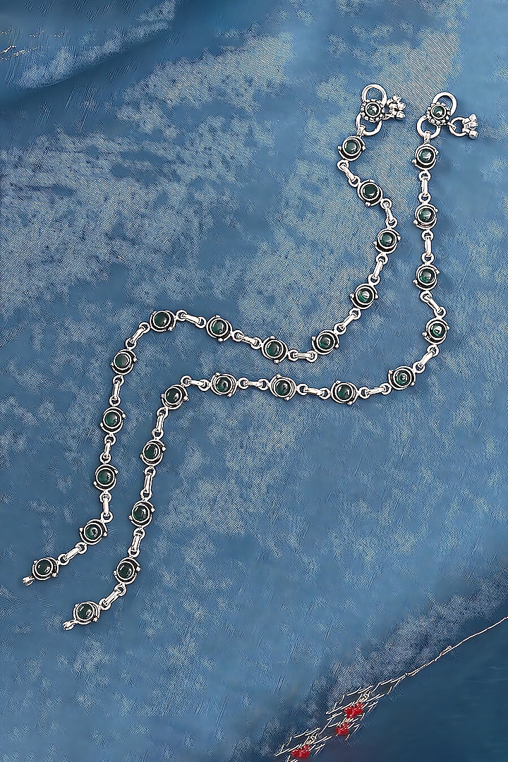 Silver Finish Synthetic Stone Anklets In Sterling Silver by Mero at Pernia's Pop Up Shop