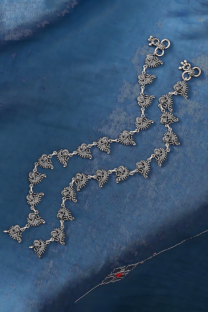 Silver Finish Synthetic Stone Anklets In Sterling Silver by Mero at Pernia's Pop Up Shop