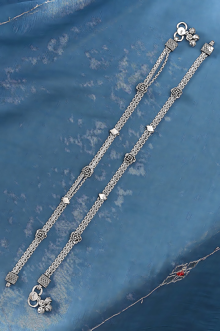 Silver Finish Synthetic Stone Anklets In Sterling Silver by Mero at Pernia's Pop Up Shop