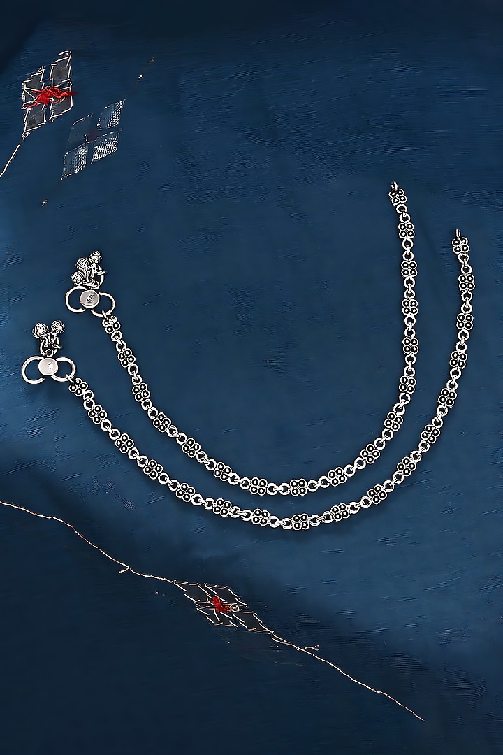 Silver Finish Synthetic Stone Anklets In Sterling Silver by Mero at Pernia's Pop Up Shop