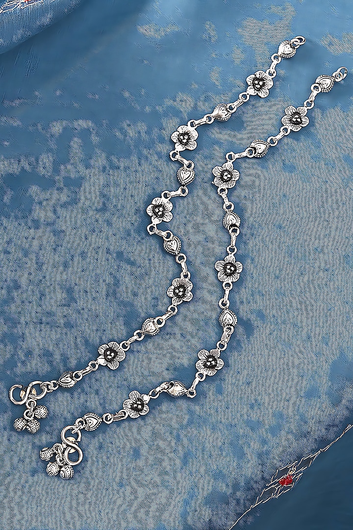 Silver Finish Synthetic Stone Anklets In Sterling Silver by Mero at Pernia's Pop Up Shop