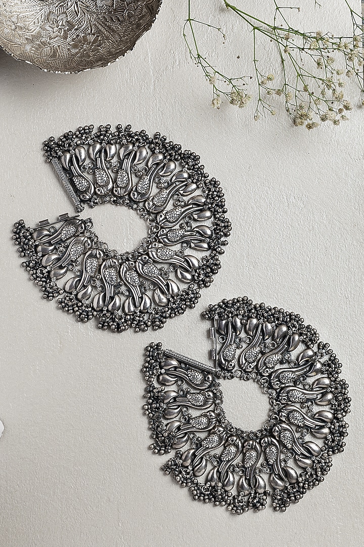 White Finish Peacock Anklets In Sterling Silver by Mero at Pernia's Pop Up Shop