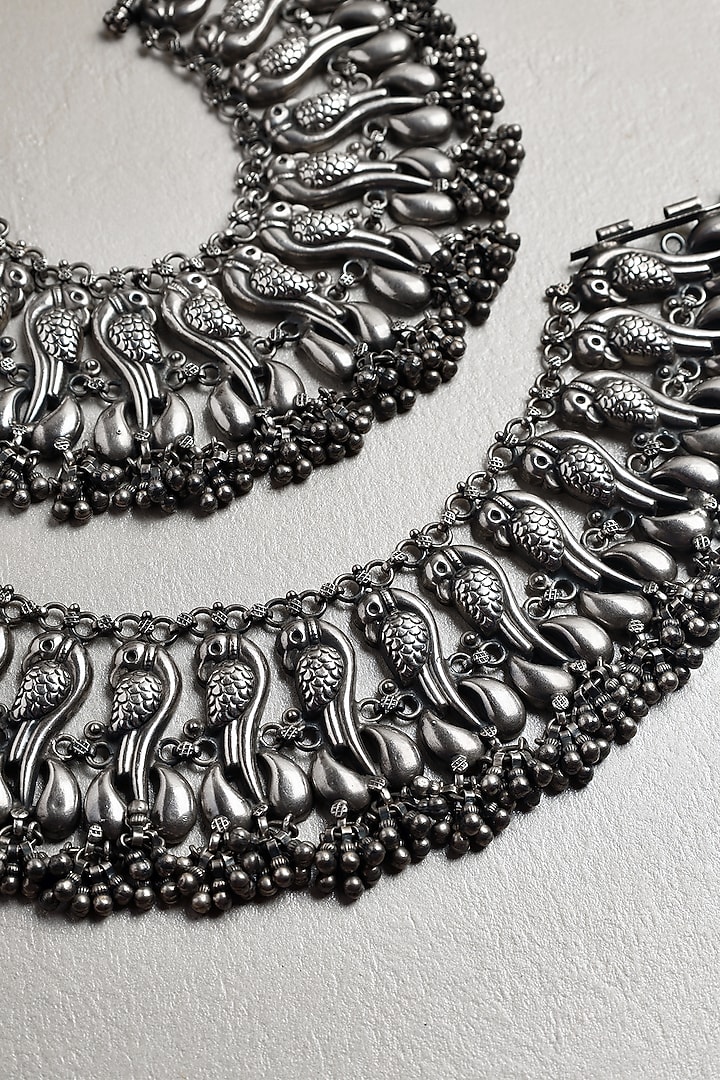 White Finish Peacock Anklets In Sterling Silver by Mero at Pernia's Pop Up Shop