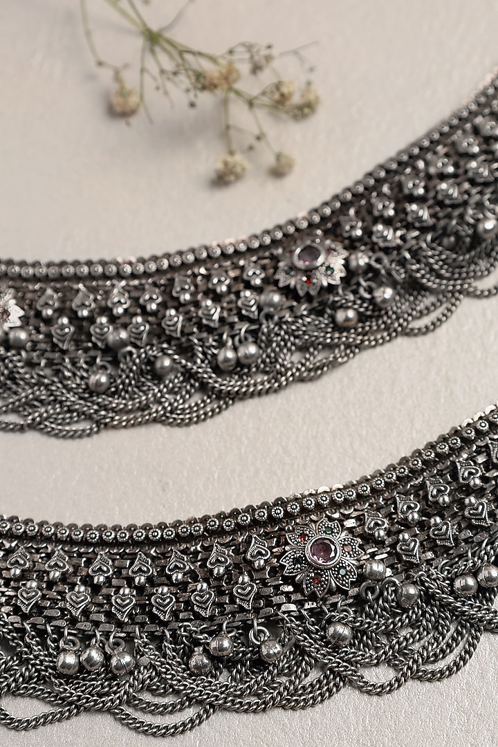 White Finish CZ Stone Anklets In Sterling Silver by Mero at Pernia's Pop Up Shop