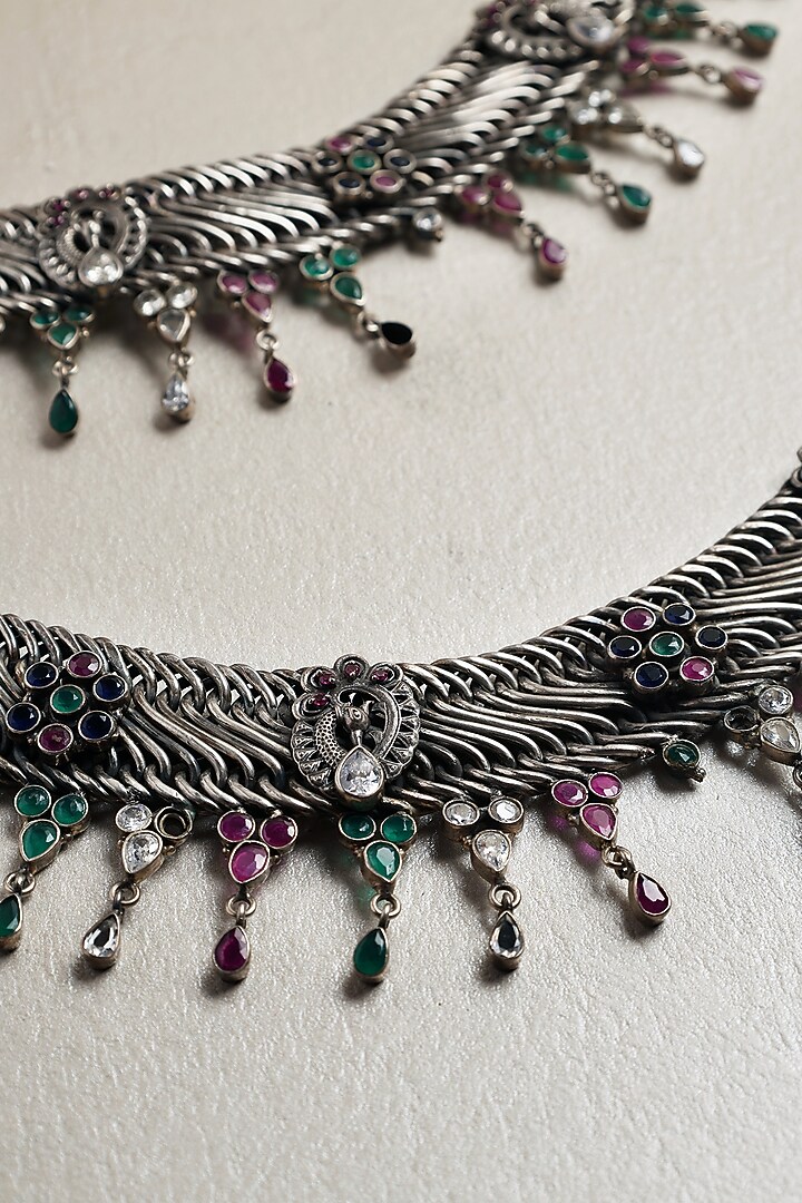 White Finish Ruby Onyx Anklets In Sterling Silver by Mero at Pernia's Pop Up Shop