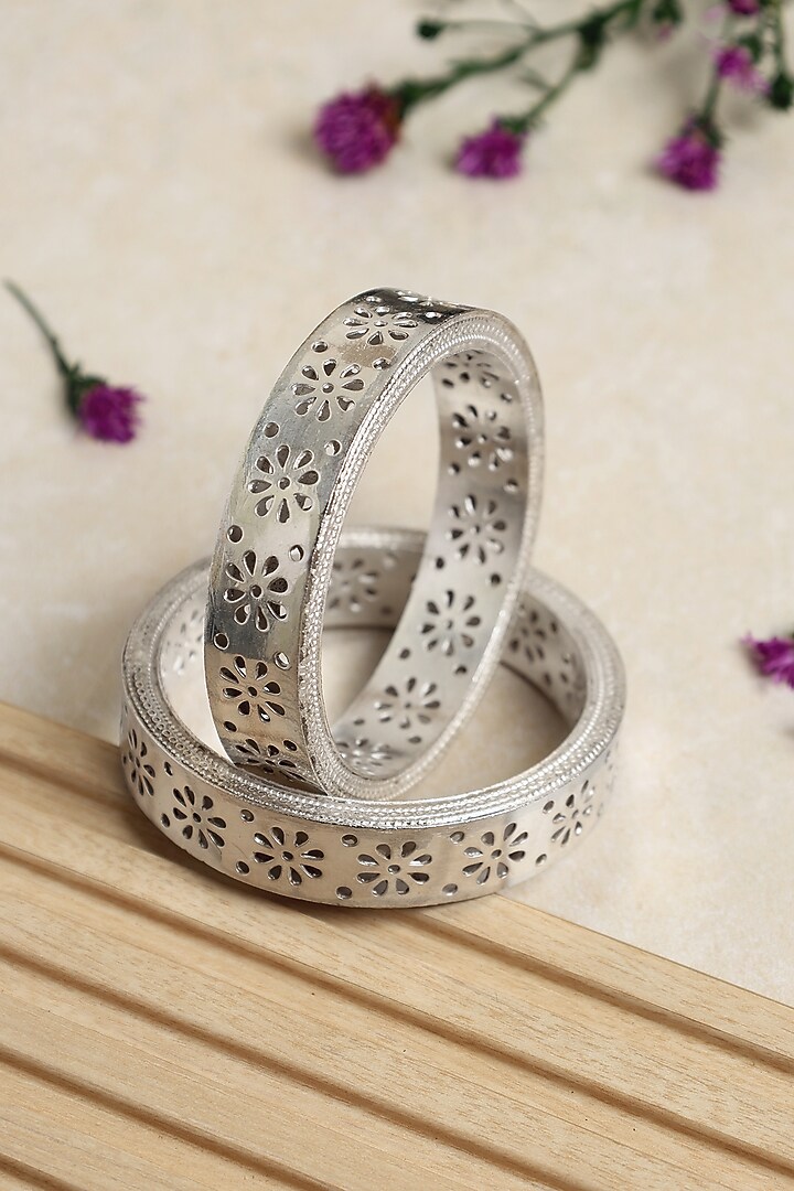 White Finish Chitai Dragon Temple Kada In Sterling Silver by Mero at Pernia's Pop Up Shop