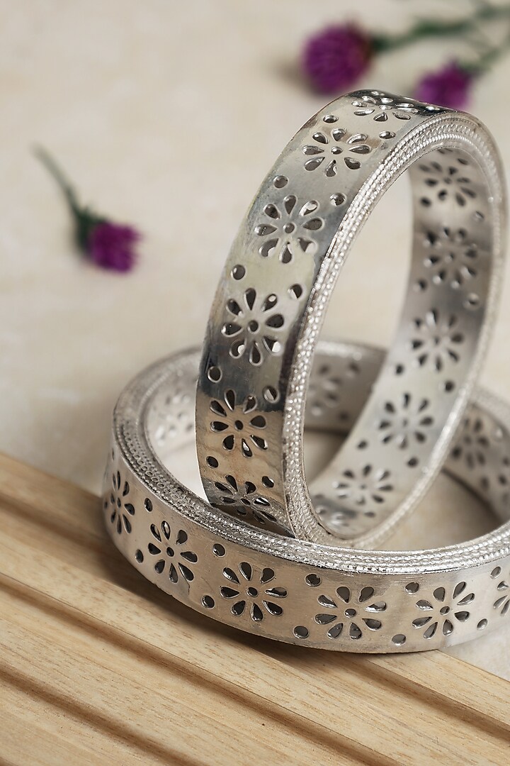 White Finish Chitai Dragon Temple Kada In Sterling Silver by Mero at Pernia's Pop Up Shop