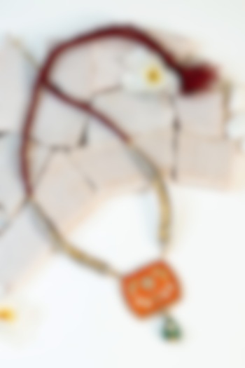 Two Tone Finish Multi-Colored Stone & Kundan Tribal Long Necklace In Sterling Silver by Mero at Pernia's Pop Up Shop