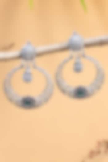 White Finish Onyx Temple Chandbaali Earrings In Sterling Silver by Mero at Pernia's Pop Up Shop