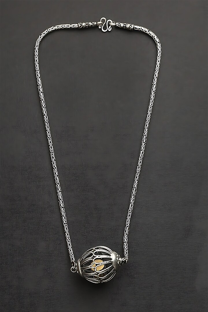 White Finish Kundan Polki Ball Necklace In Sterling Silver by Mero at Pernia's Pop Up Shop
