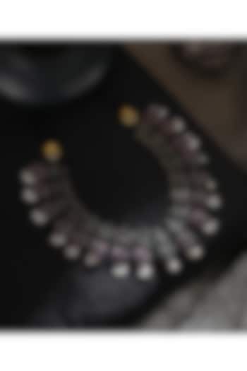 White Finish Red & Green Kempstone Tribal Necklace In Sterling Silver by Mero at Pernia's Pop Up Shop