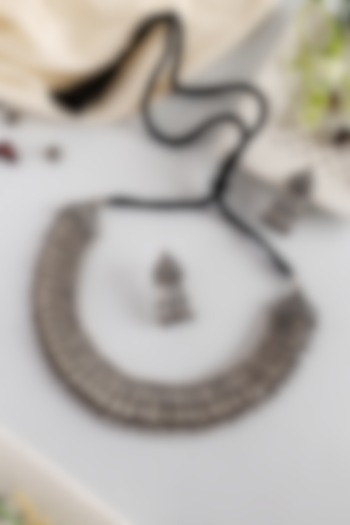 White Finish Temple Necklace Set In Sterling Silver by Mero at Pernia's Pop Up Shop